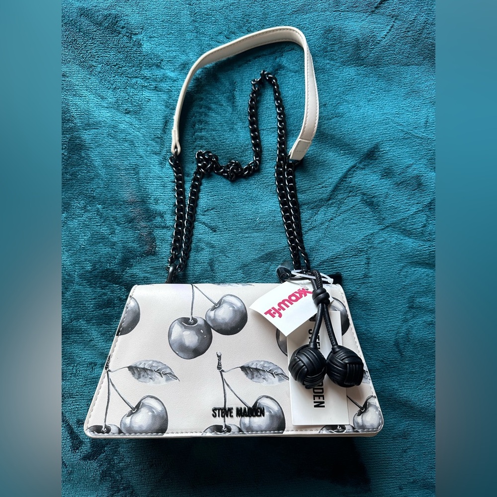 Steve Madden Cream and Black Cherry Crossbody Bag